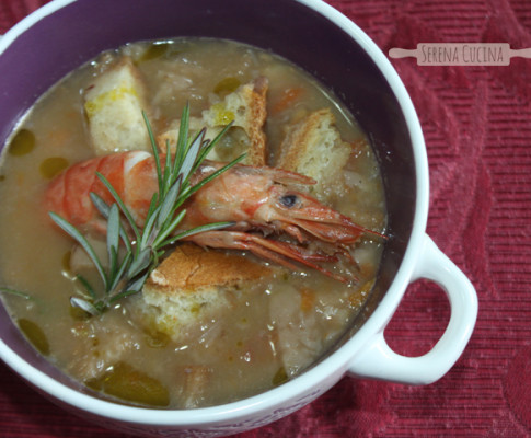 Zuppa di castagne, porcini e gamberi